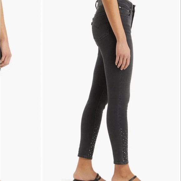 Levi's Women's 721 High Rise Skinny Leg Distressed Jeans Size 30 Rhinestone - Picture 16 of 16